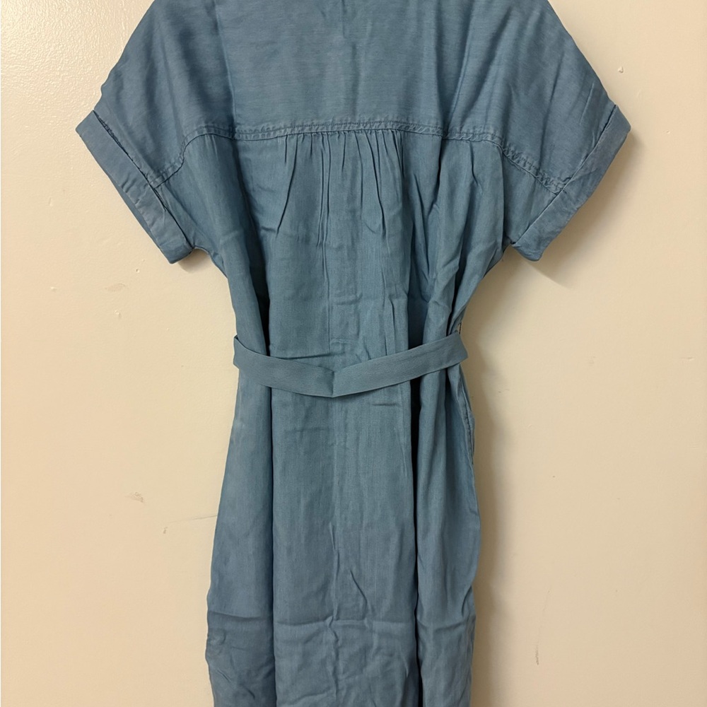 Blue Button-Up Shirt Dress - Picture 4 of 6